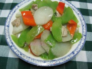 莴笋红椒炒山药肉片的做法步骤：12
