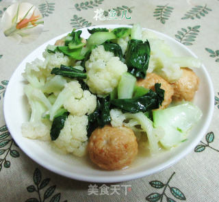 黄金鱼蛋青菜花菜的做法