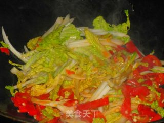 泡椒白菜炒米线的做法步骤：8