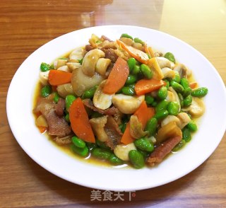 蘑菇毛豆炒肉的做法