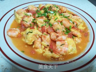 番茄味鸡蛋炒虾仁的做法