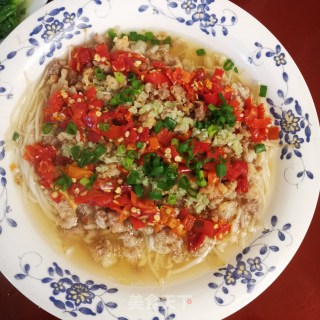 剁椒肉末金针菇的做法
