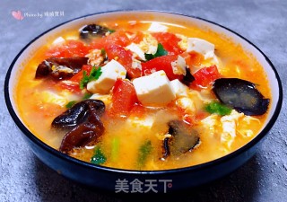 西红柿豆腐木耳蛋花汤的做法