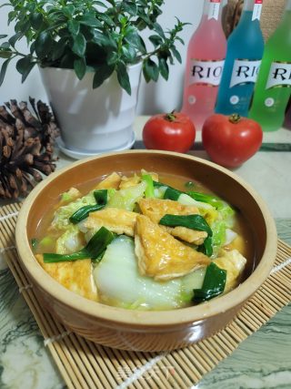 煎豆腐烧白菜的做法