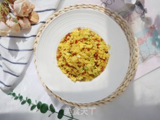 年夜饭主食腊肠炒小米饭❤️色泽金黄有嚼头❗️寓意金玉满堂