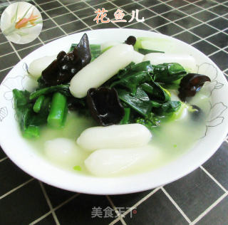 黑木耳菜芯芝士年糕的做法