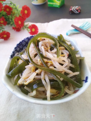 豆芽菜拌海带的做法