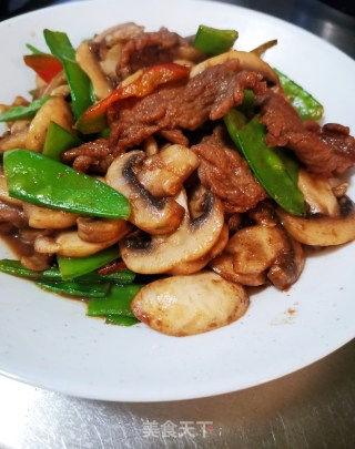 荷兰豆口菇炒牛肉片的做法