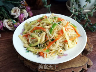 三丝豆腐炒粉干的做法