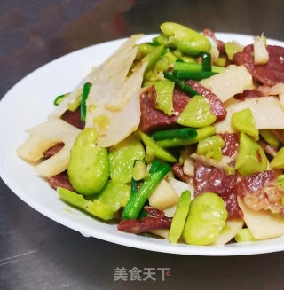 蚕豆春笋炒咸肉的做法