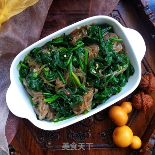 菠菜拌葛根粉的做法