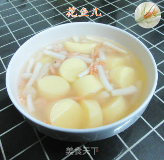 小虾米海鲜菇樱玉豆腐汤的做法