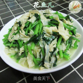 茼蒿炒豆腐皮的做法
