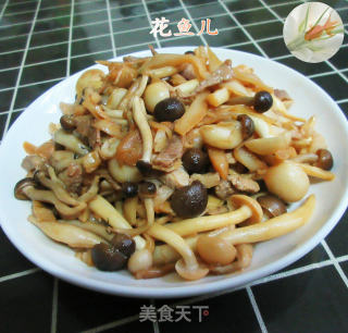 肉丝笋丝炒双菇的做法