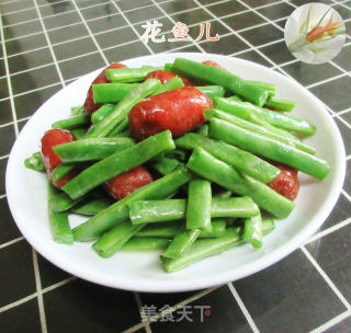 肉枣肠炒四季豆的做法