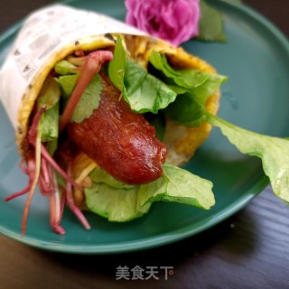 烤肠萝卜苗手抓饼的做法