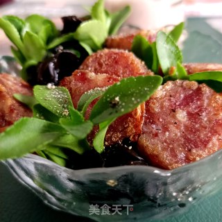 养心菜糯米肠沙拉