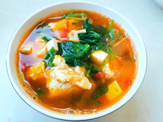 菠菜鸡蛋豆腐汤的做法