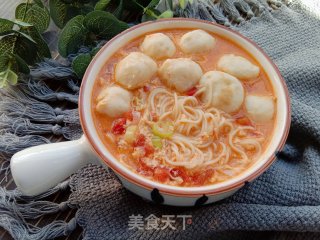 番茄鱼丸面的做法