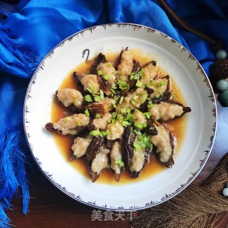 羊肚菌酿虾肉的做法