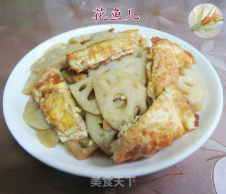 煎鸡蛋炒莲藕的做法