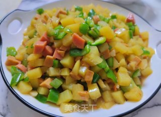 青椒火腿炒土豆的做法
