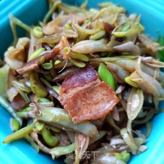 回锅肉炒紫芸豆的做法