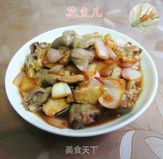 洋葱五花肉炒鸡心的做法