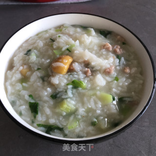 肉末板栗青菜粥的做法