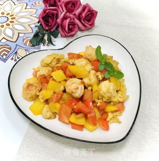 滑蛋虾仁炒彩椒的做法