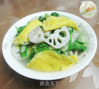 蛋饺莲藕煮毛毛菜的做法
