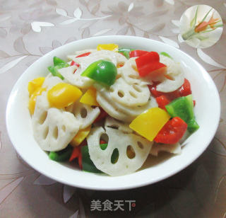 彩椒炒莲藕的做法