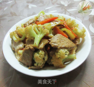 锅巴花菜肉片的做法
