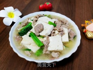 青菜豆腐肉片汤的做法