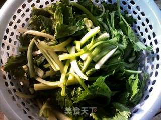 蒜炝芹菜叶的做法步骤：1