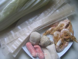 拉皮虾干白菜汤的做法步骤：1