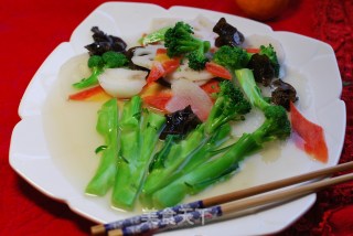 【年菜分享一】·荷塘素影 ——【鲍鱼汁浸时蔬】的做法步骤：16
