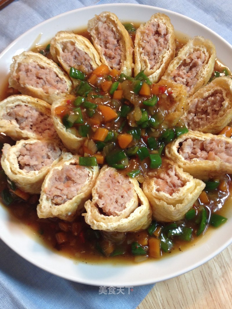 油豆包蝦肉卷－簡單的宴客菜【虎豆皮苞雙巻】