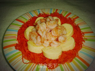 美味玉子豆腐鲜虾仁的做法步骤：7