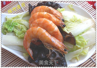 虾炒娃娃菜的做法步骤：7