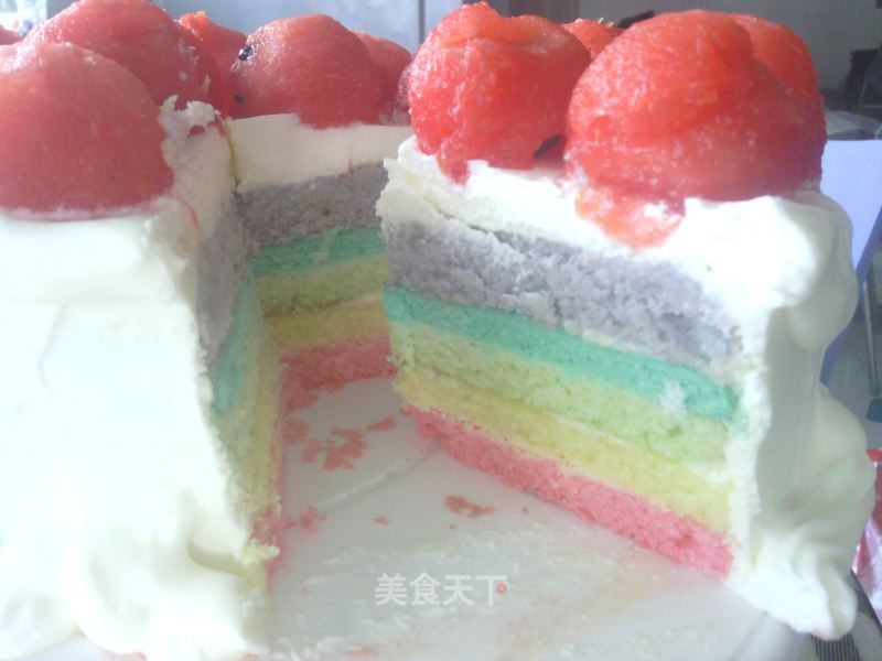 彩虹西瓜蛋糕的做法