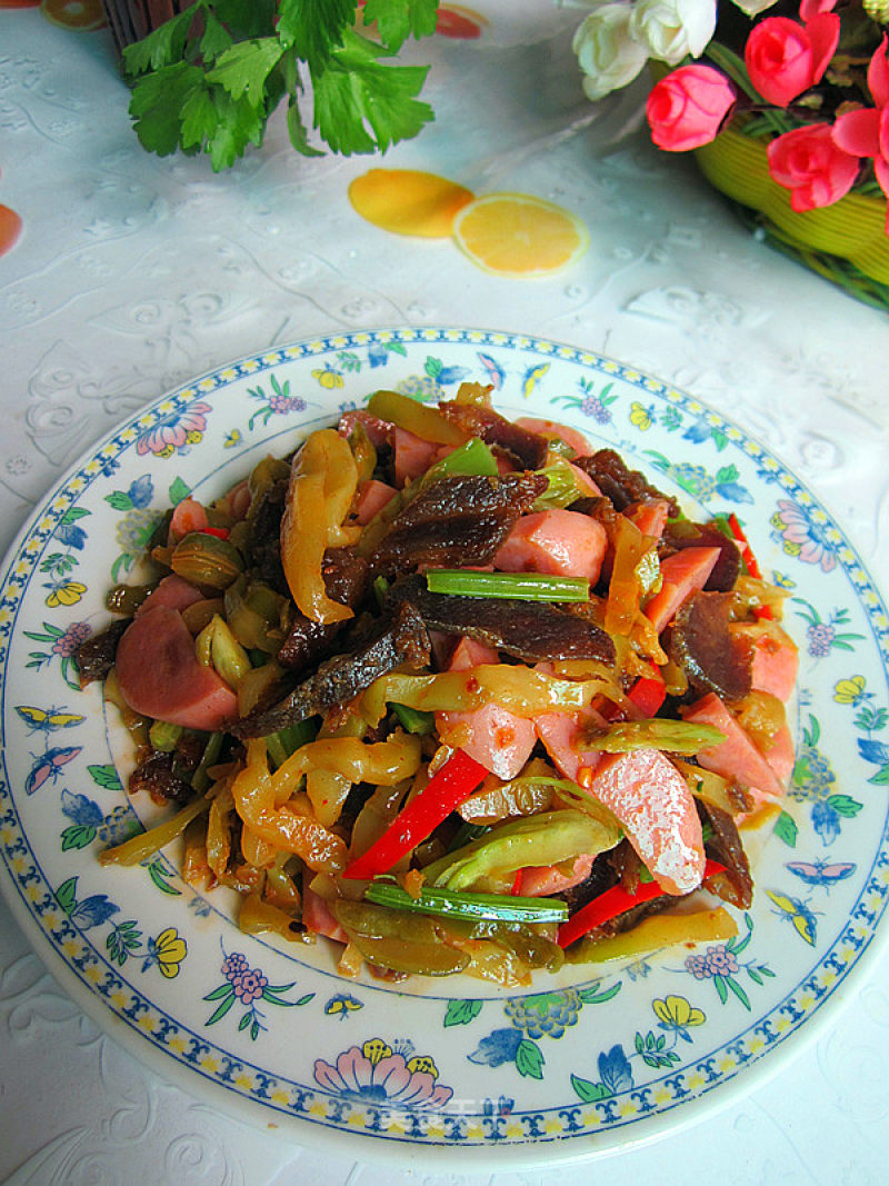 混搭下饭菜---腊肉+火腿+榨菜