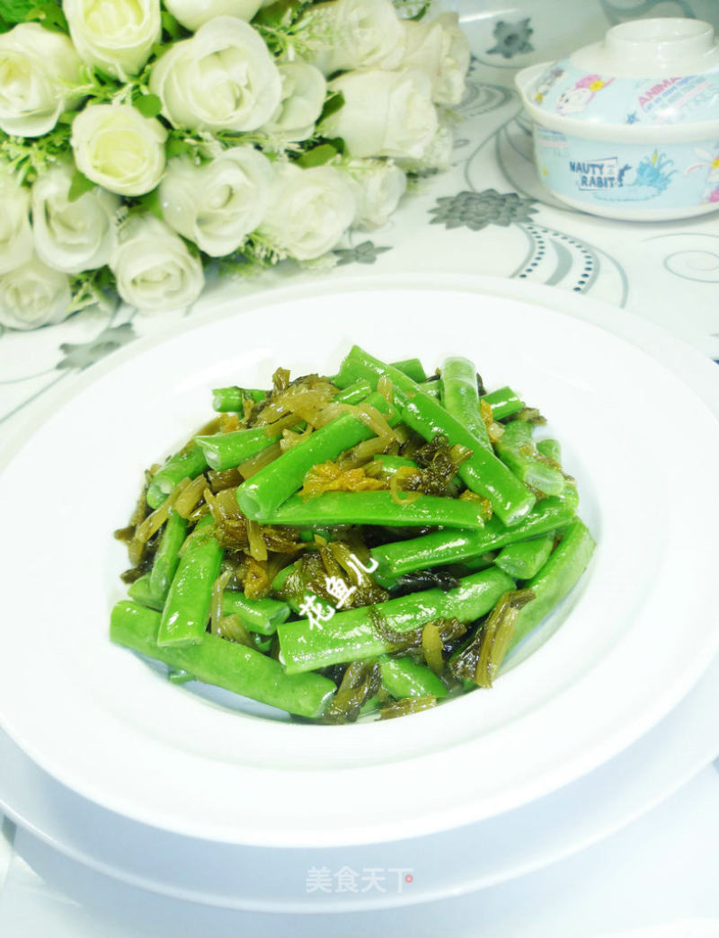 咸菜炒梅豆的做法