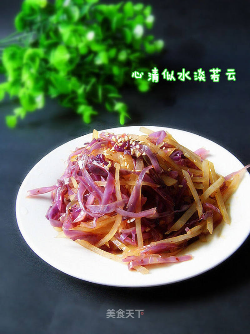 5分钟快手拌菜————————【炝拌甘蓝土豆丝】的做法