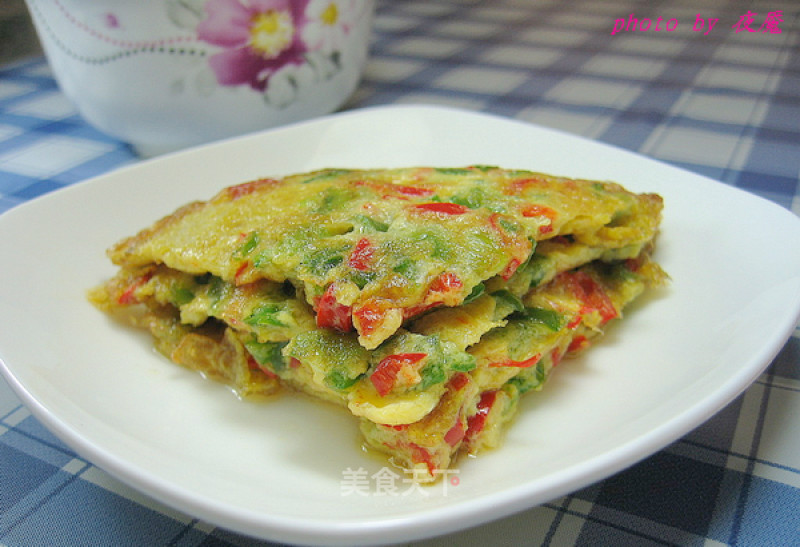 青红椒煎蛋饼的做法