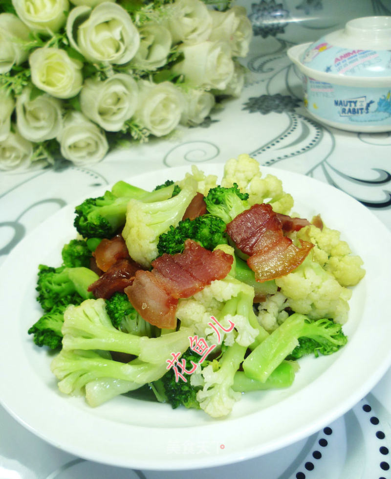 腊肉炒双花的做法