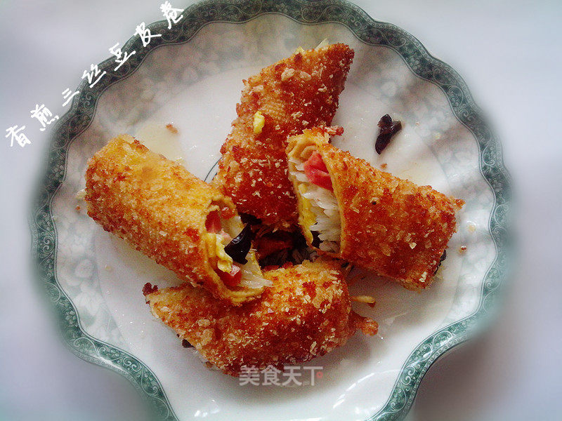 香煎三丝豆皮卷---意想不到的混搭的做法