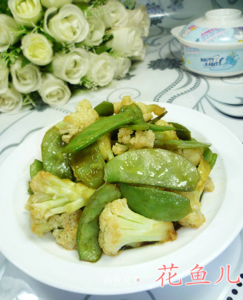 扁豆炒花菜的做法