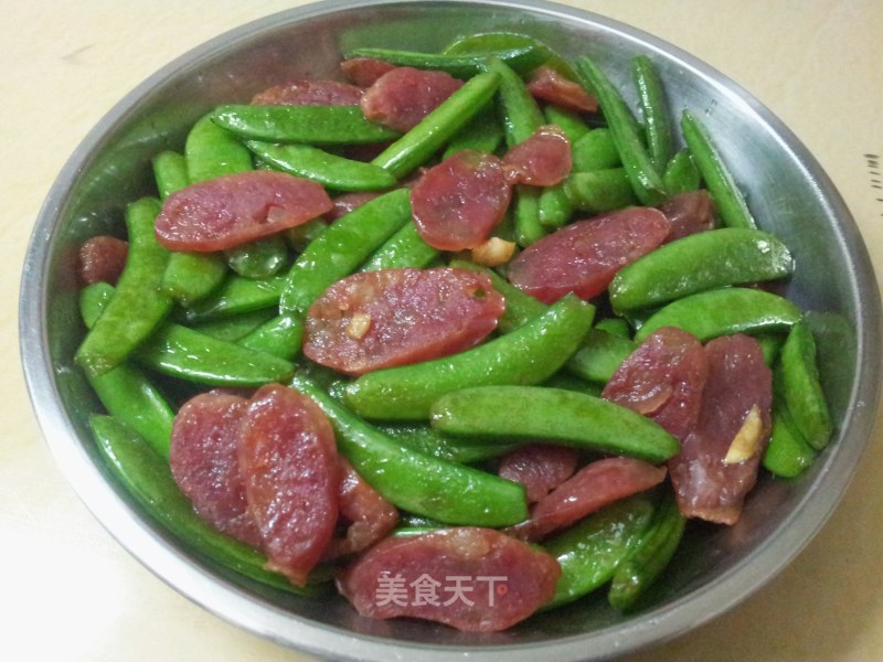 甜蜜豆炒腊味的做法