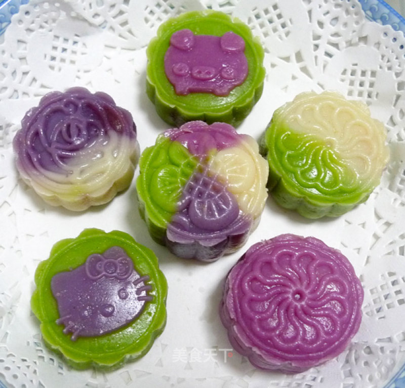 拼色冰皮月饼的做法